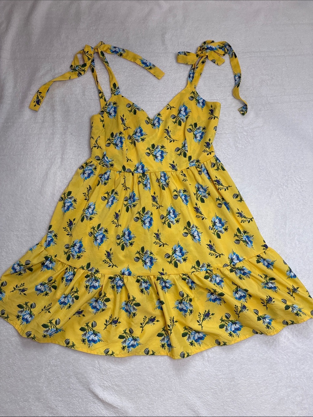 Yellow Floral Tie-shoulder  Sundress